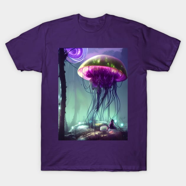 Purple Jellyfish in the Forest T-Shirt by LyndiiLoubie